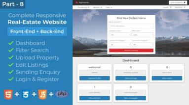 Complete Responsive Real-Estate Website Design Using HTML/CSS/JS/PHP PDO - Register, Login, Update