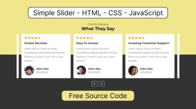 Simple & Responsive Review Slider using HTML, CSS & JavaScript | Free Source Code
