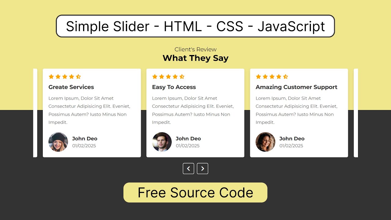 Simple & Responsive Review Slider Using HTML, CSS & JavaScript | Free ...