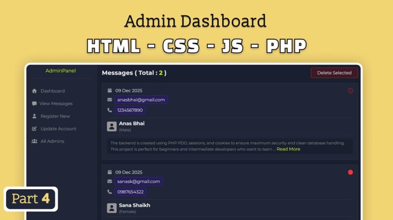 Gym Website with Admin Dashboard in PHP & MySQL | Part 4 | Send, View And Delete Message