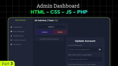 Gym Website with Admin Dashboard in PHP & MySQL | Part 3 | Update Account, View And Delete Admins
